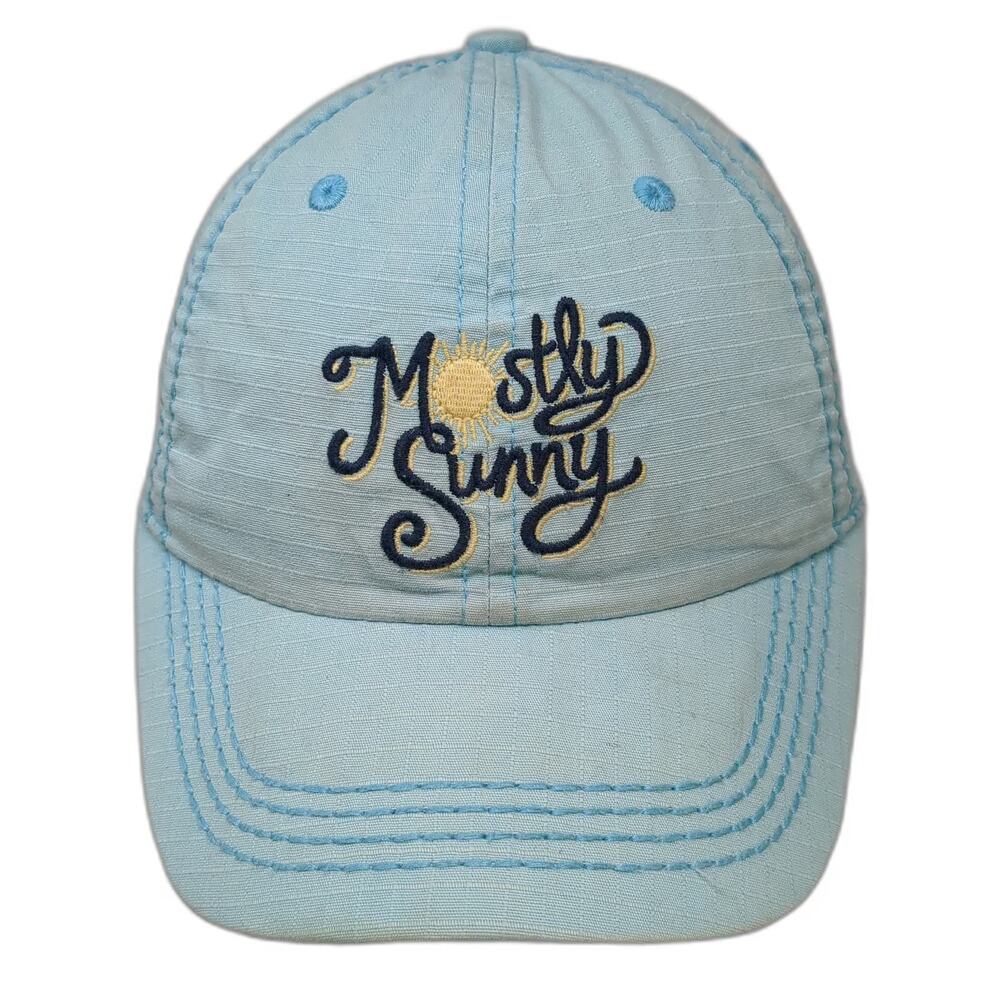 Life is Good Baseball Cap Blue One Size Mostly Sunny Sun Smiley Face Logo Hat